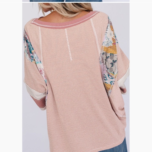 ❤️ Women’s Boho Patchwork Oversized Jersey Top Relaxed Fit Retro 90’s Y2K Shirt - Picture 3 of 4